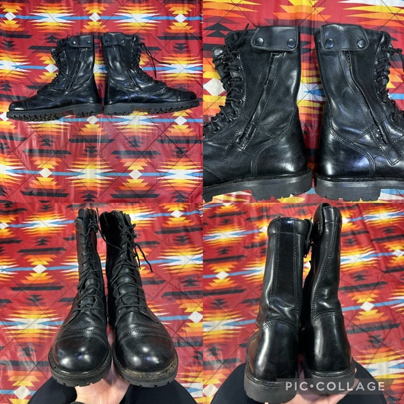 Rocky 2090 10” Paraboot Black Leather Lace Up Zipper Work Boots Men’s Size 9.5 M